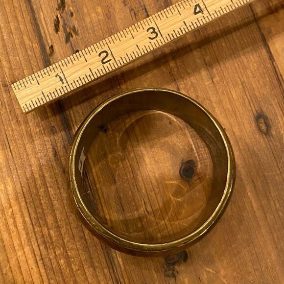 Boho Style Stacking Bracelet Brown zeitgeist Gold Tone Trim - Picture 7 of 10